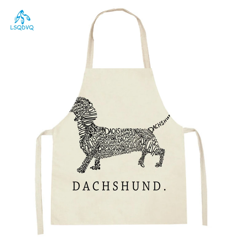 Home Cooking For Dogs - Cartoon Dog Printed Kitchen Apron Linen