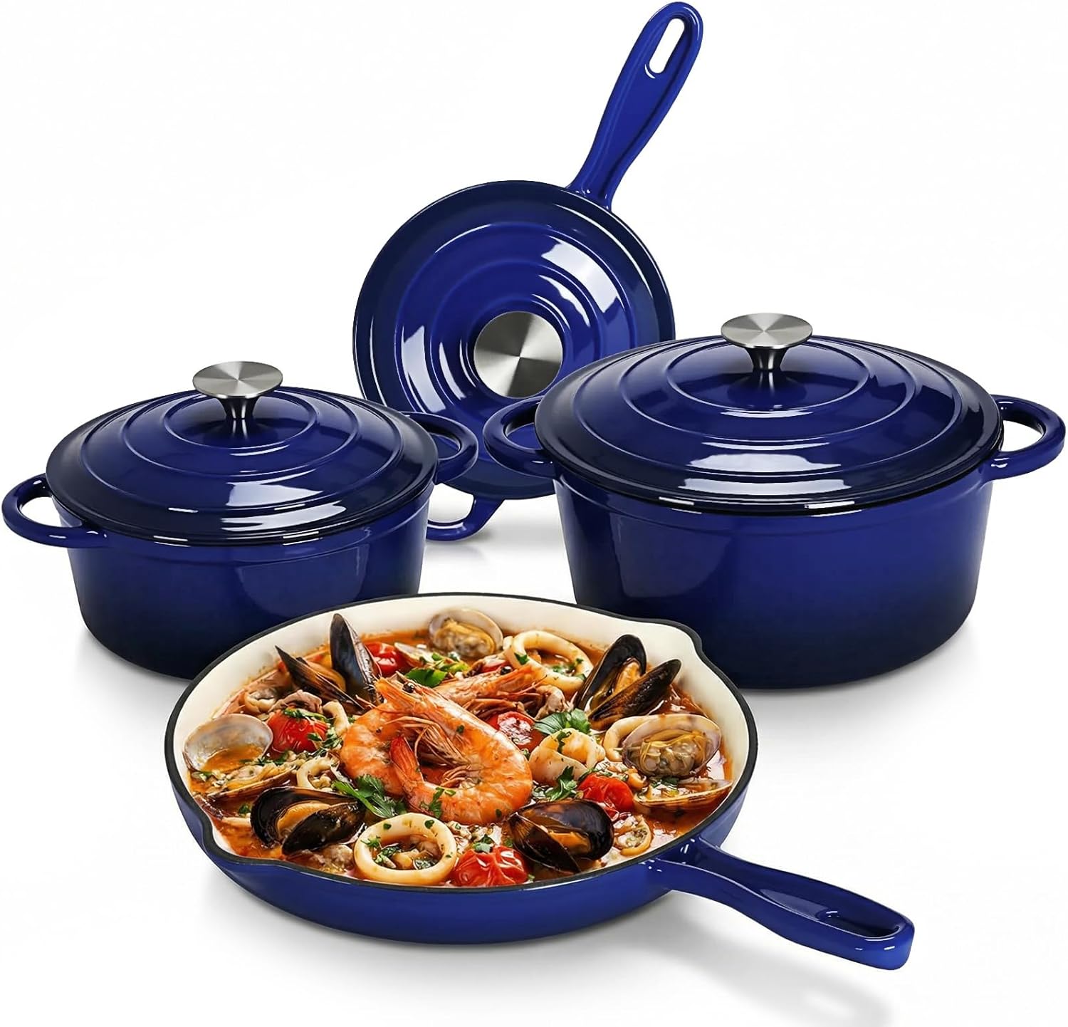 Dutch Oven Enamel - Nonstick Enameled Cast Iron Cookware Set,