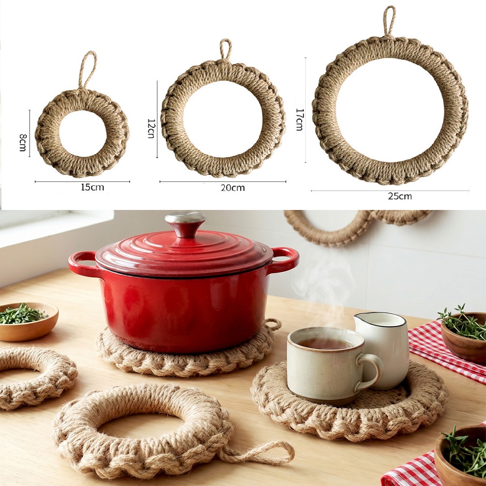 2Pcs Rustic Jute Woven Trivets - đánh giá và giá Dosa Pan Iron