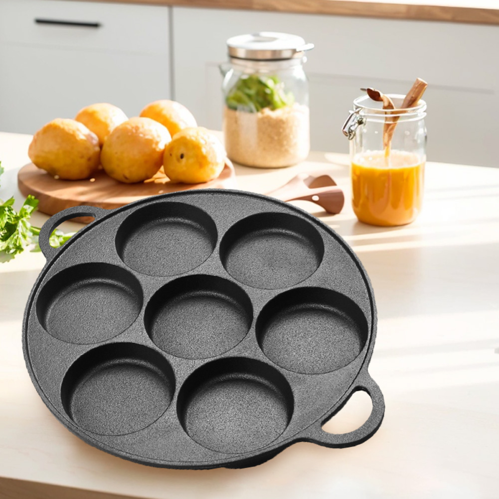 7 Hole Frying Pot Cast Iron No - đánh giá và giá Dosa Pan Iron