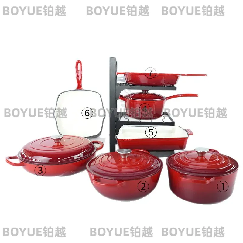 7 Piece Cast Iron Enamel Cookw - đánh giá và giá Dutch Oven Enamel