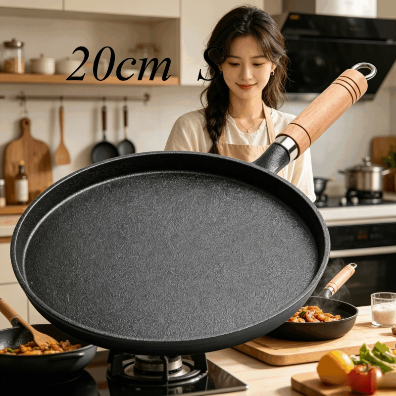 20cm Cast Iron Skillet Wooden  - đánh giá và giá Dosa Pan Iron